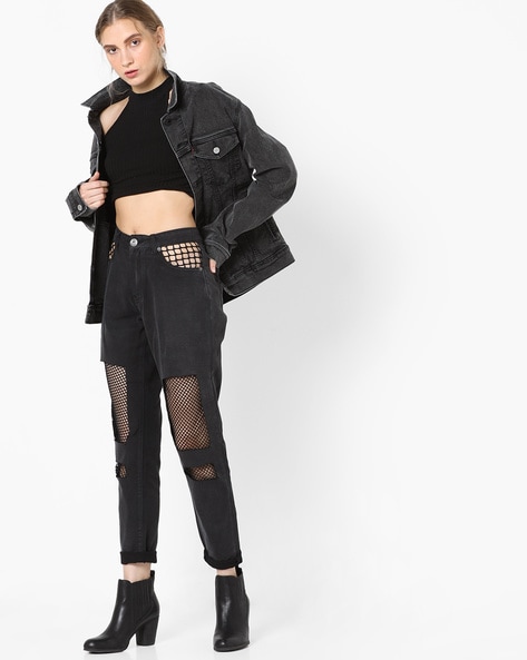 Black jeans outlet and fishnet tights