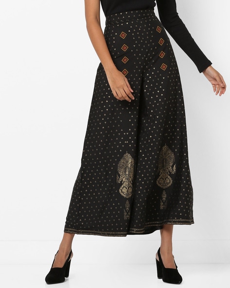 Foil Print Ankle-Length Palazzos Price in India