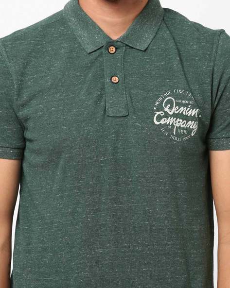 Heathered Brand Print Polo T-shirt (Image - 2)