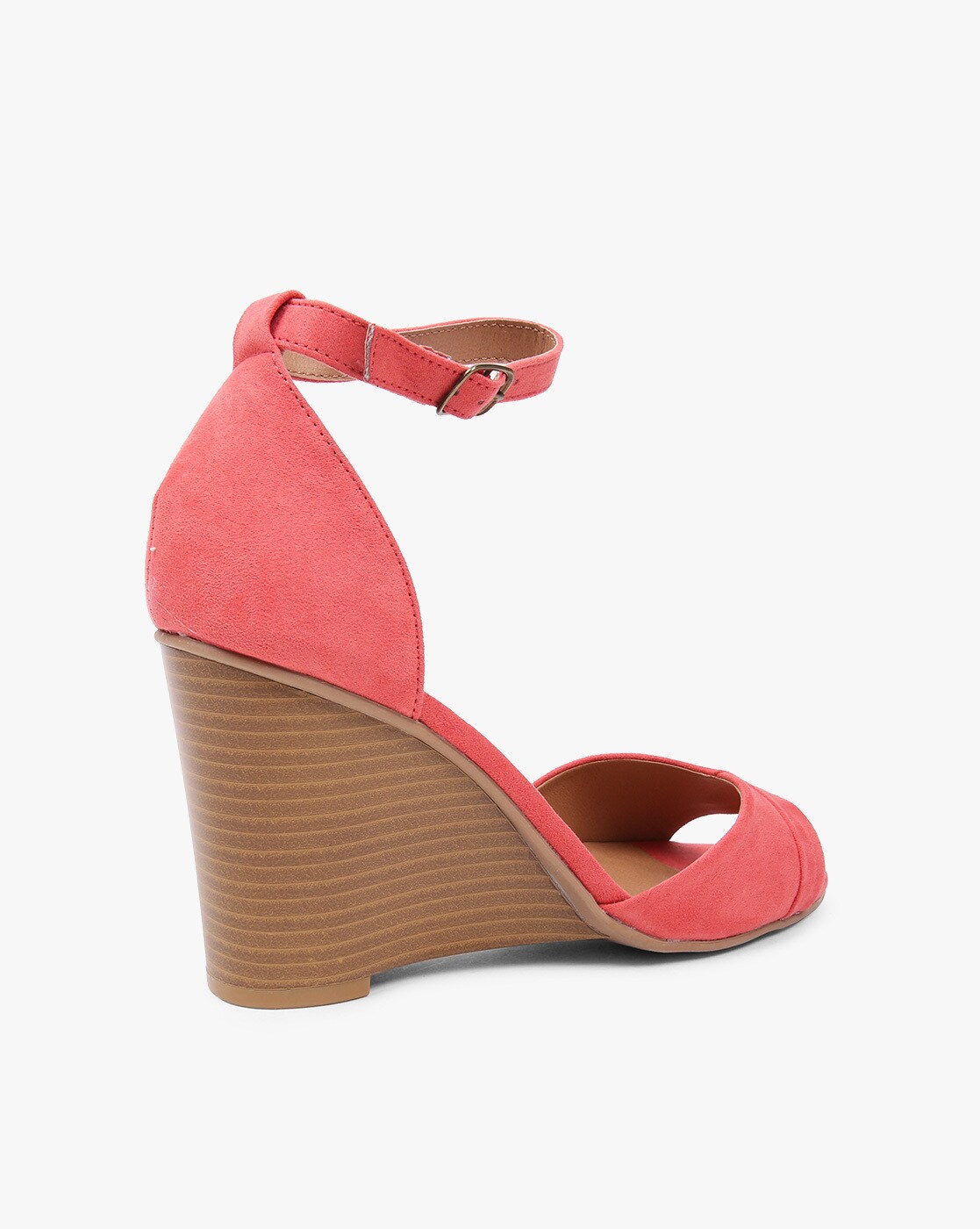 coral peep toe heels