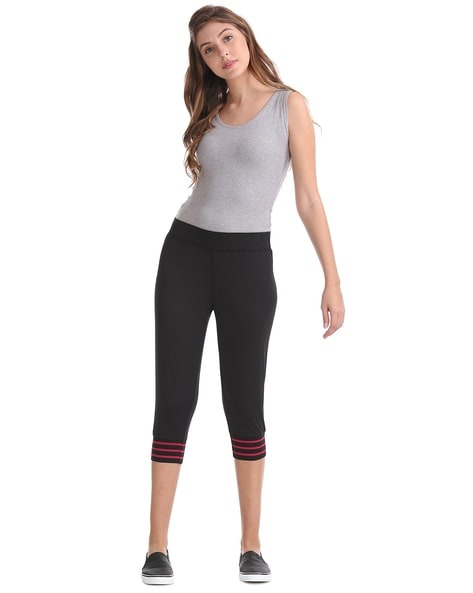 High Waist Slim Fit Cropped Trousers - Black - Just $7