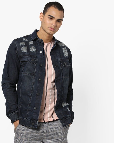 Blue saint slim shop fit denim jacket