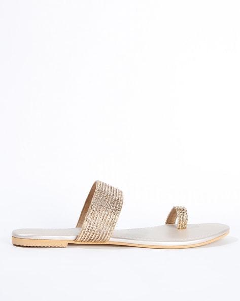 Orenda Silver Diamante Toe Loop Flat Sandals | SIMMI London