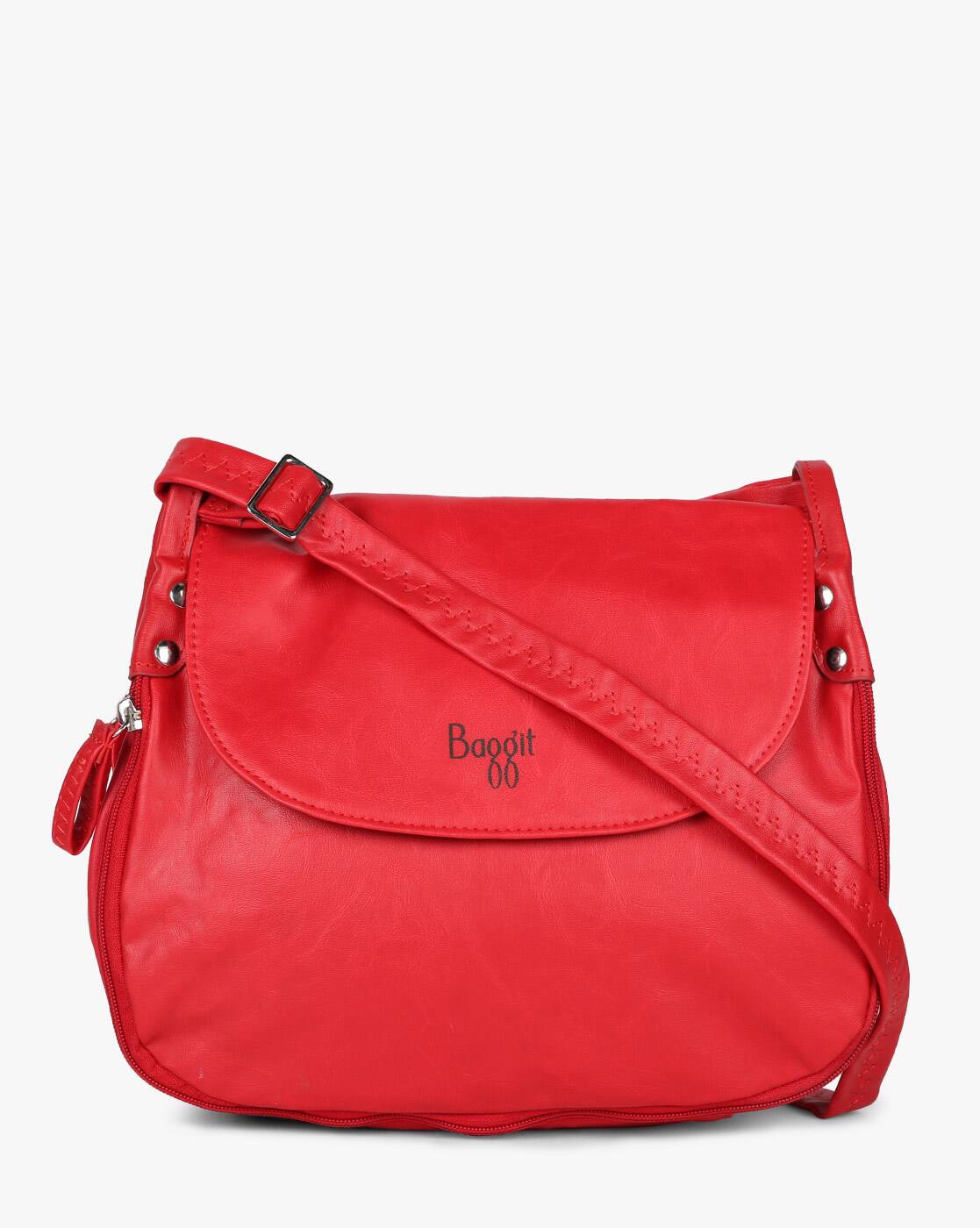 baggit red solid sling bag