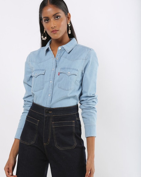 levi denim shirt women's