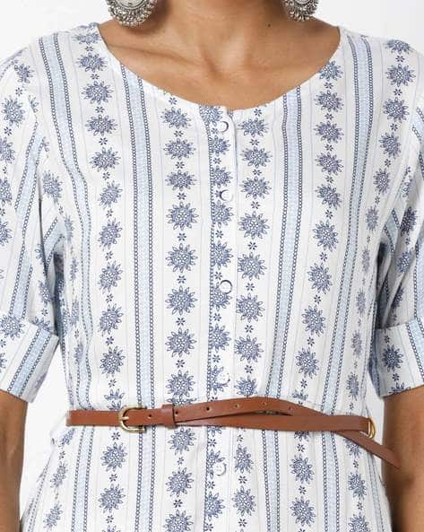 Floral Print Maxi A-line Dress with Belt (Image - 2)