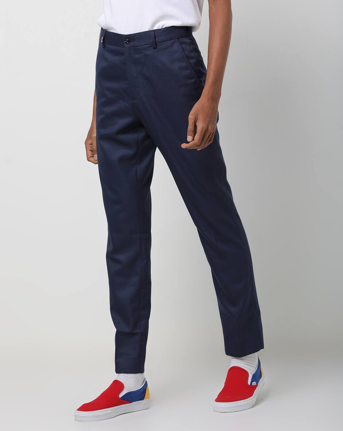 navy blue skinny trousers mens