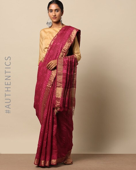 Buy Magenta Sarees for Women by Indie Picks Online