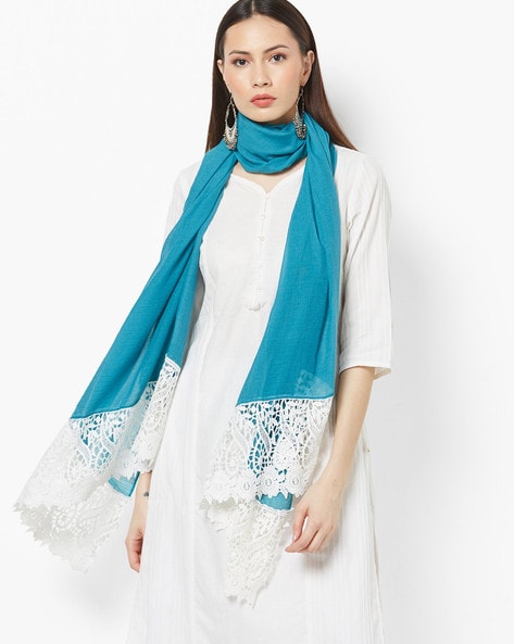 Woven Scarf with Lace Border Price in India
