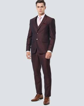 maroon colour three piece suit