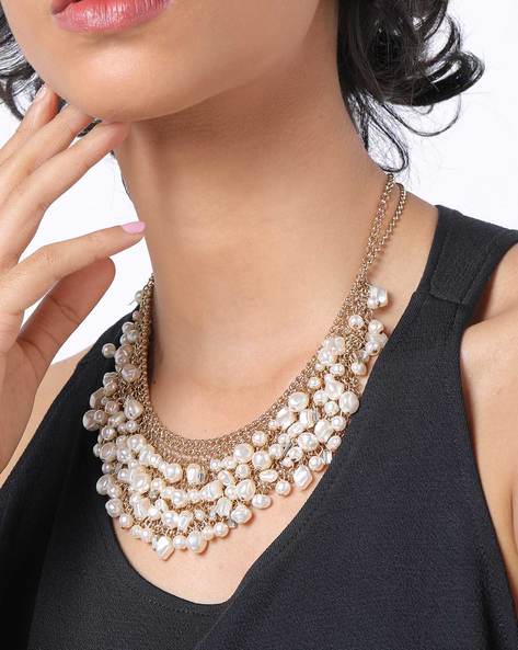 Pearl Collar Necklace w/ Crystals | Anne Klein