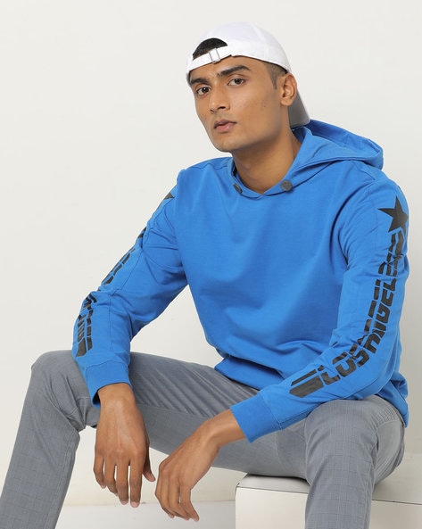 guess blue hoodie