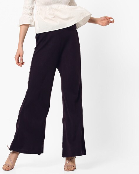 Mid-Rise Palazzo Pants with Elasticated Waistband Price in India