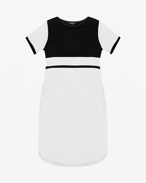 monochrome shift dress