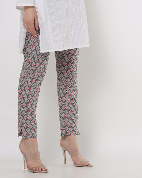 Geometric Print Pants with Vented Hems Price in India