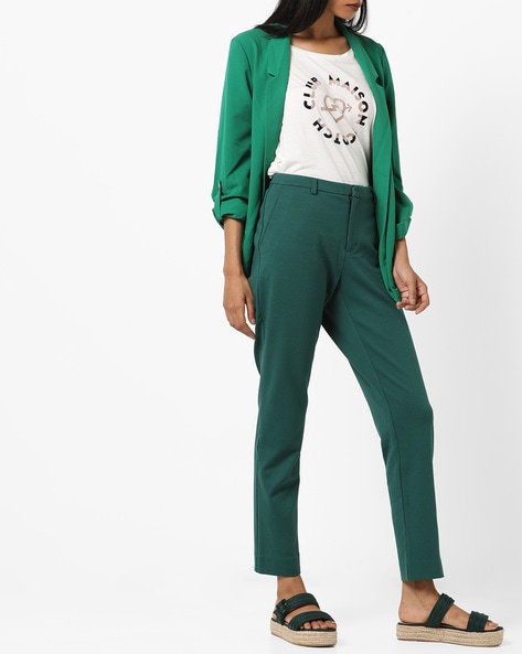 Dark Green Woven Double Belt Loop Suit Pants | PrettyLittleThing USA