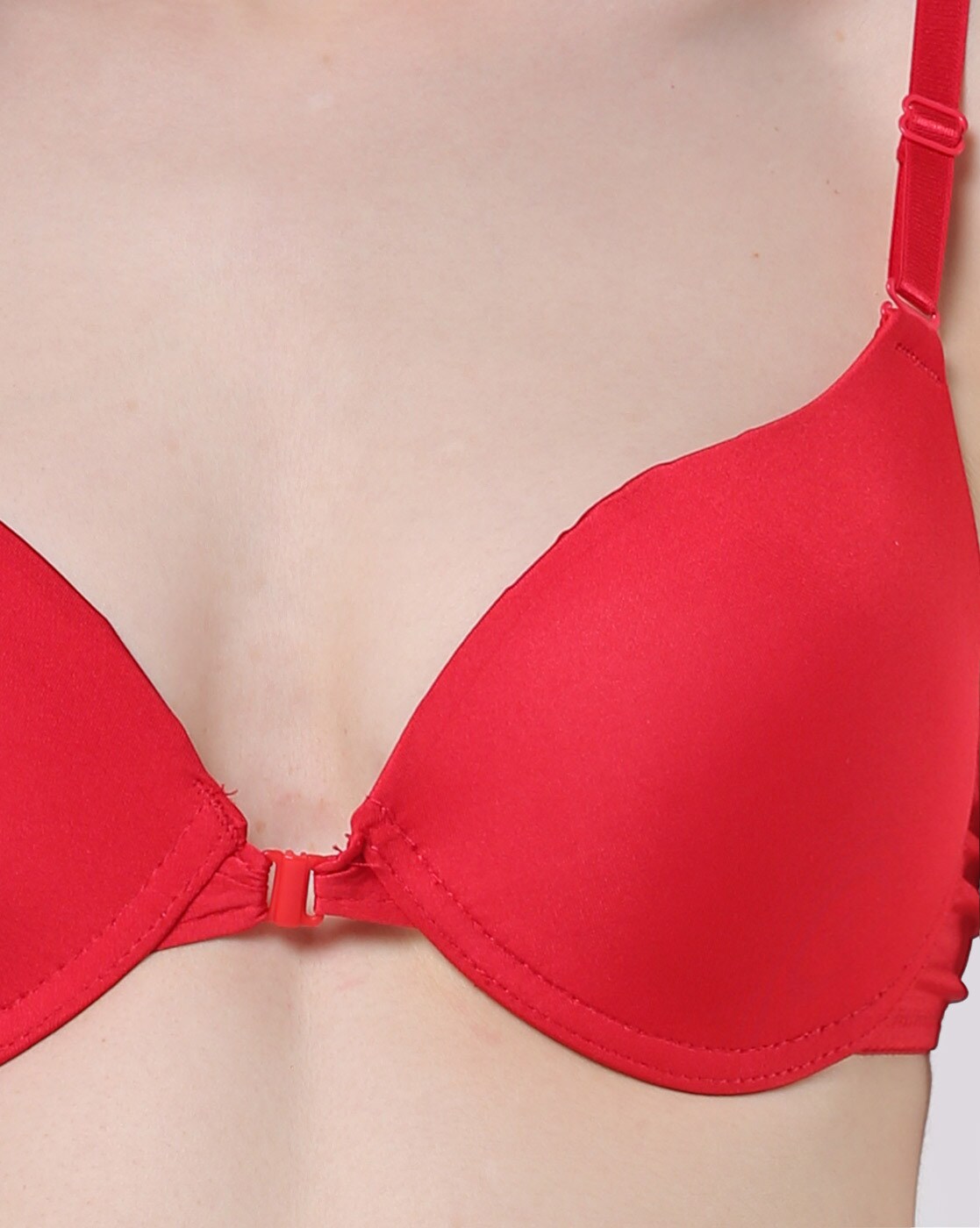 Buy PrettyCat Perfect Front Closure Pushup Bra Panty Set - Red Online
