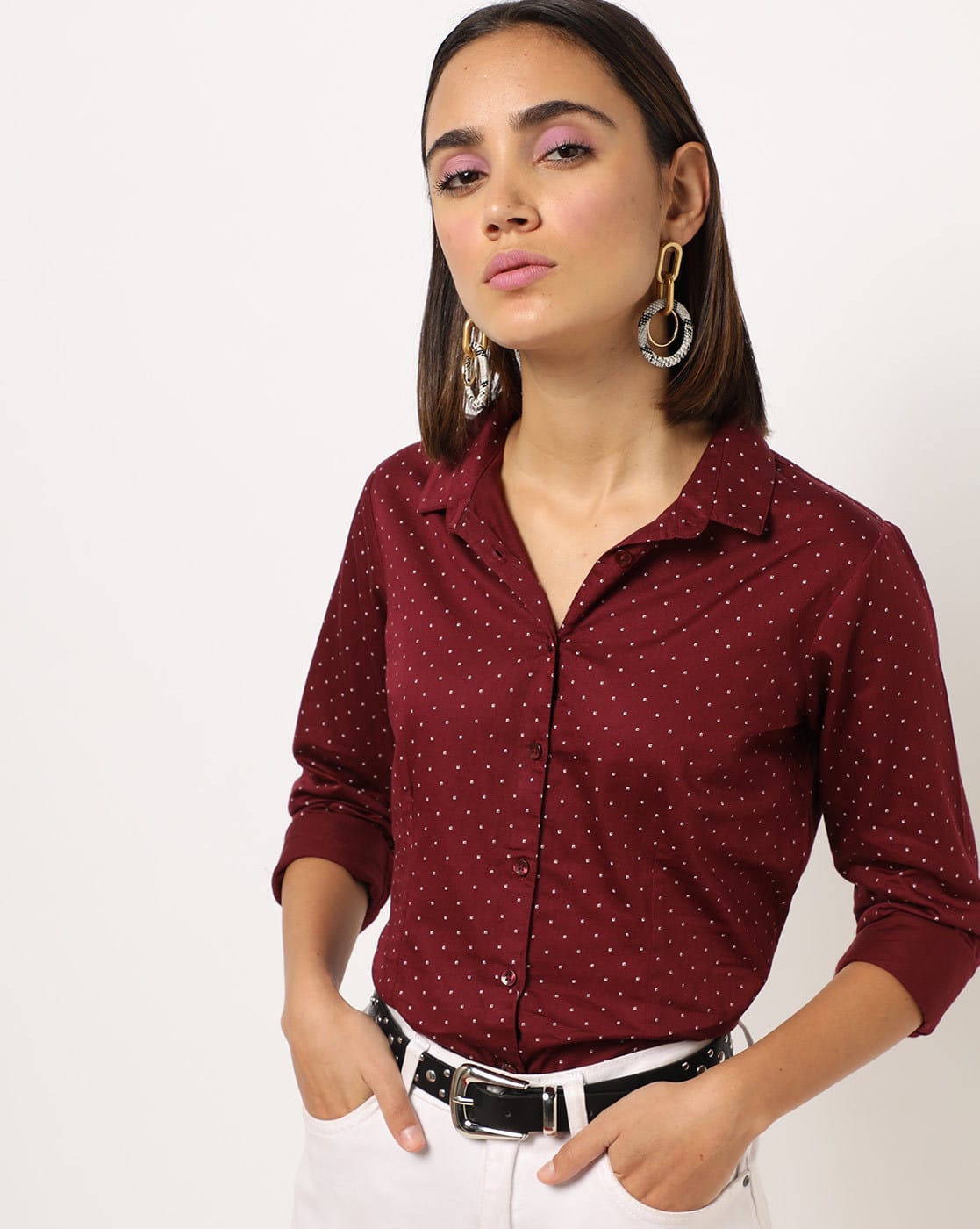 burgundy shirt for womens