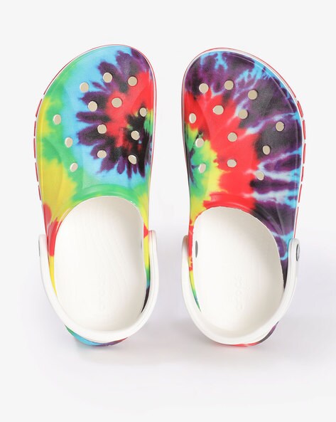 multi coloured crocs