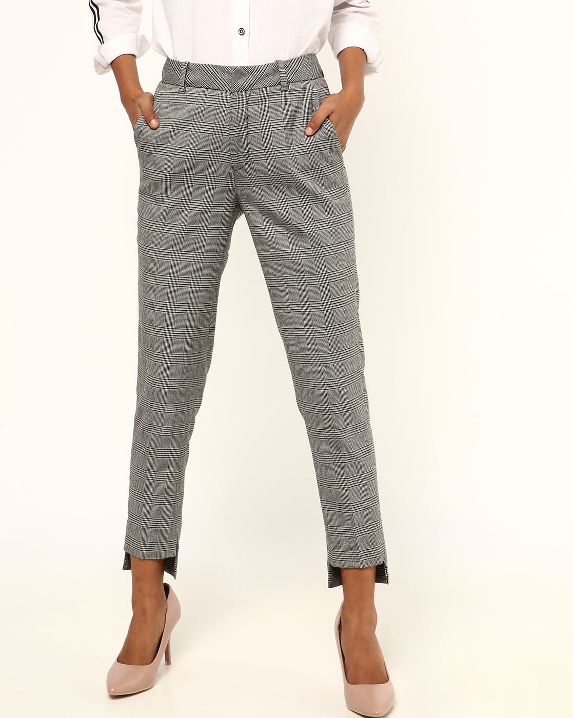 Buy MADAME Black Regular Fit Trousers for Womens Online  Tata CLiQ