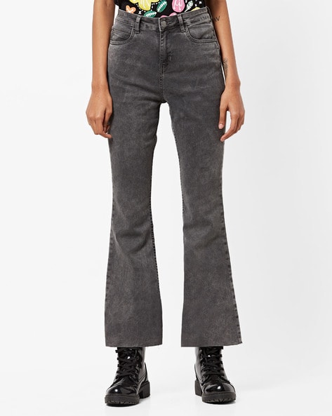 Lightly Washed Flared Jeans