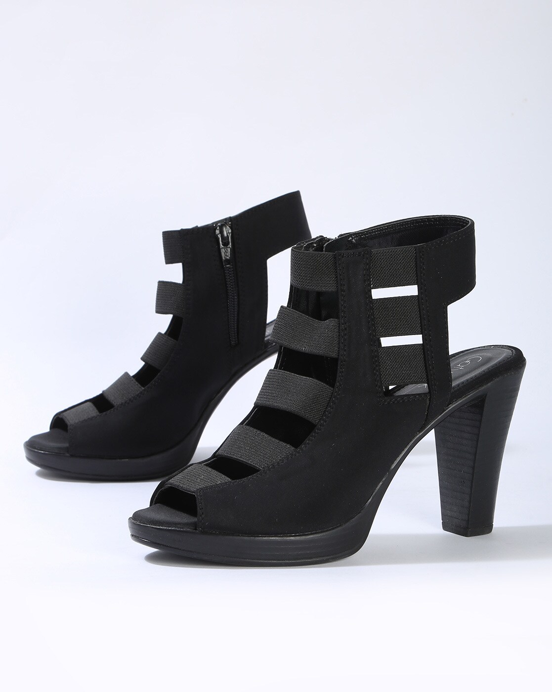 womens black peep toe heels