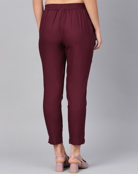 Burgundy ankle clearance pants