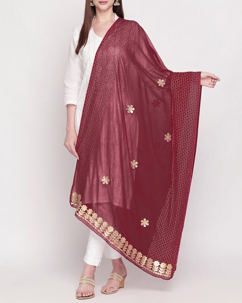 Embroidered Dupatta with Floral Motifs Price in India