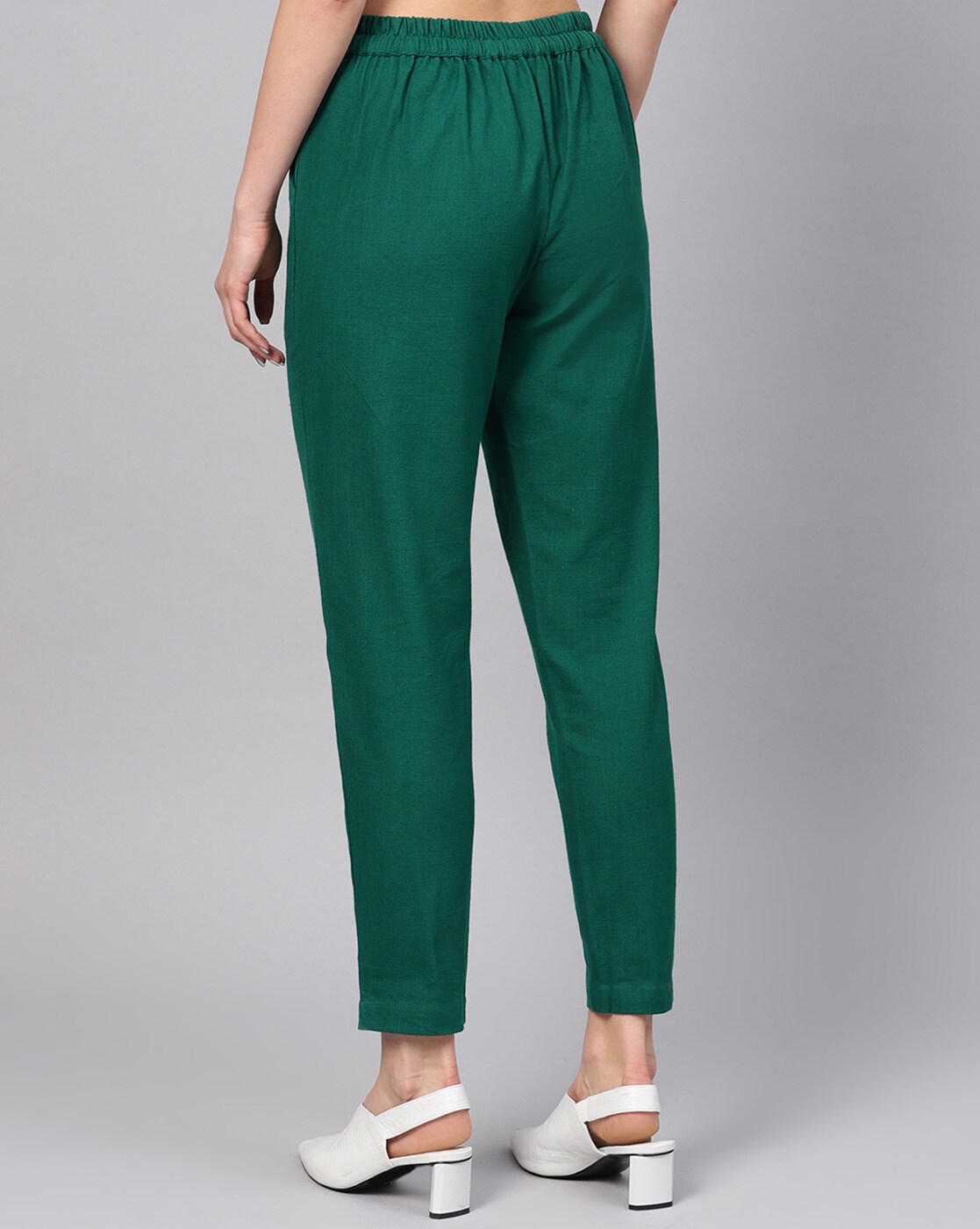 Buy online Women Solid Green Pleated Trouser from bottom wear for Women by  Neelo Kurti for ₹589 at 55% off