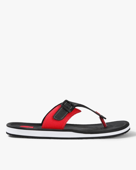 Black and discount red flip flops