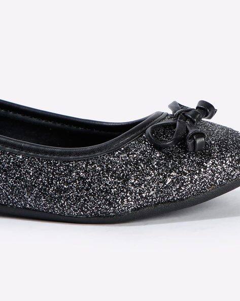 black sparkly flat shoes