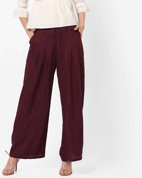 Wide-Leg Pleat-Front Pants Price in India