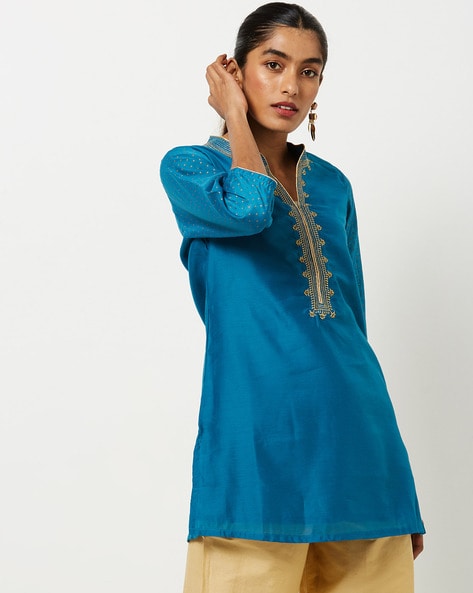 Embroidered Straight Kurta with Pants