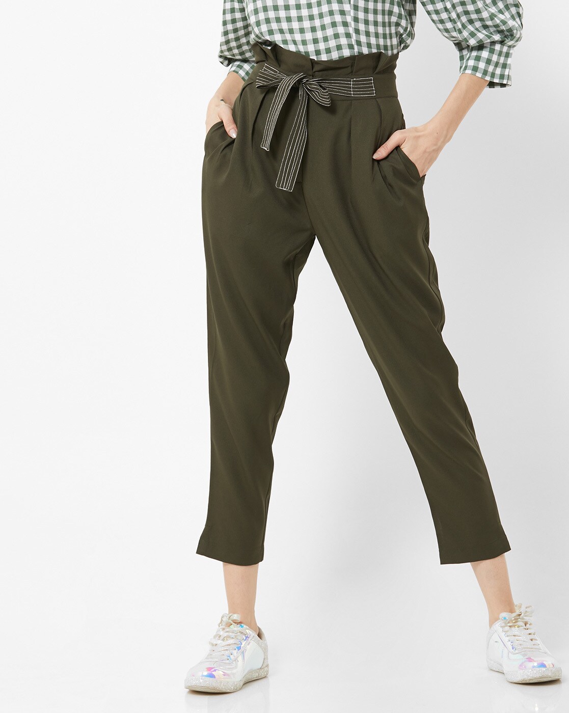 Buy Brakeburn Green Utility High Waisted Paperbag Trousers from Next  Luxembourg