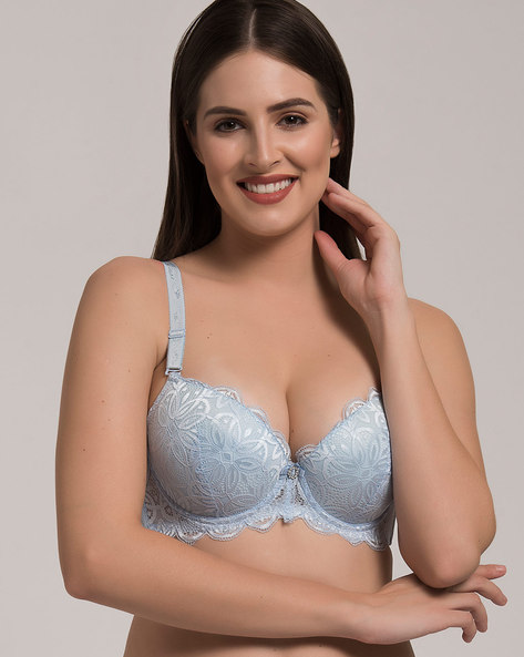 Lightly-Padded Lace Bra with Bow