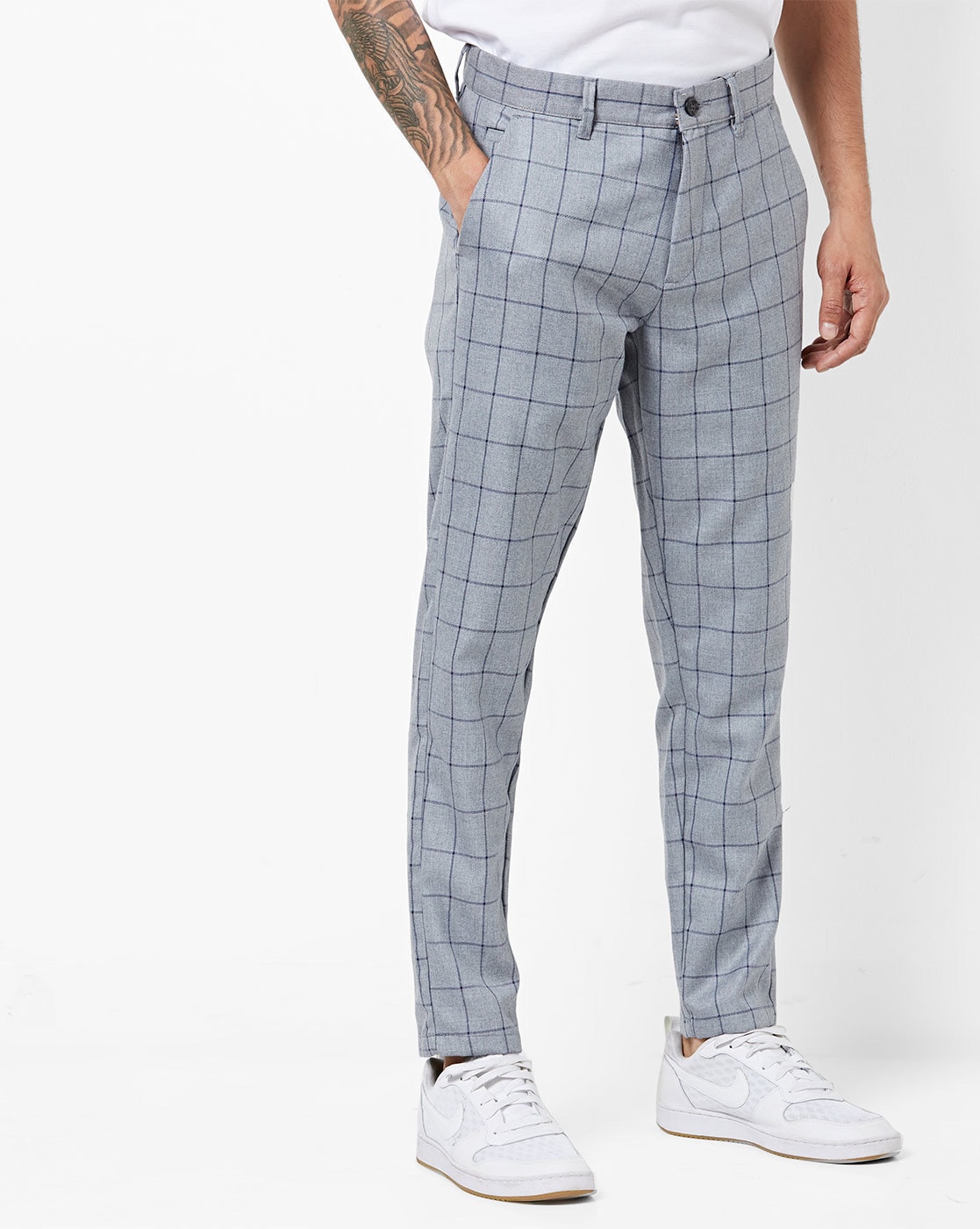 Buy Men Grey Solid Carrot Fit Casual Trousers Online  758290  Peter  England