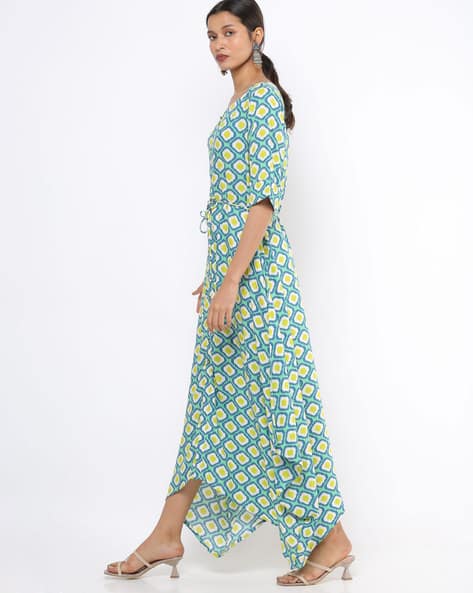 Geometric Print Maxi A-line Dress with Insert Pockets (Image - 3)