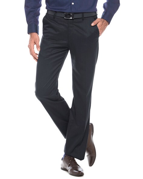 Buy Arrow Twill Weave Flat Front Regular Fit Formal Trousers - NNNOW.com