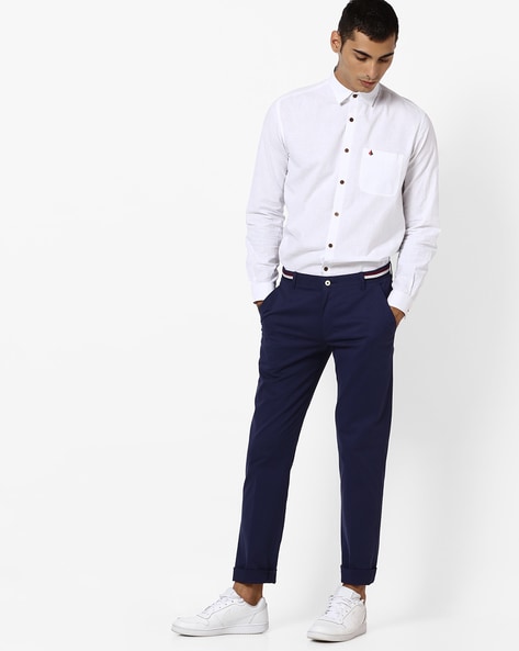 Buy Blue Trousers & Pants for Men by MR.BUTTON Online