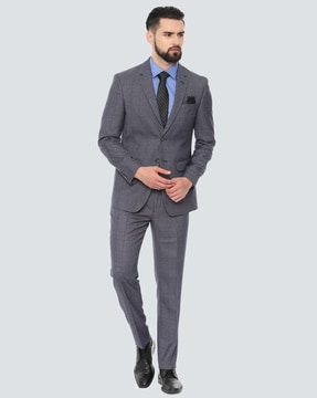 Buy Men Grey Solid Slim Fit Formal Two Piece Suit Online  636079  Peter  England