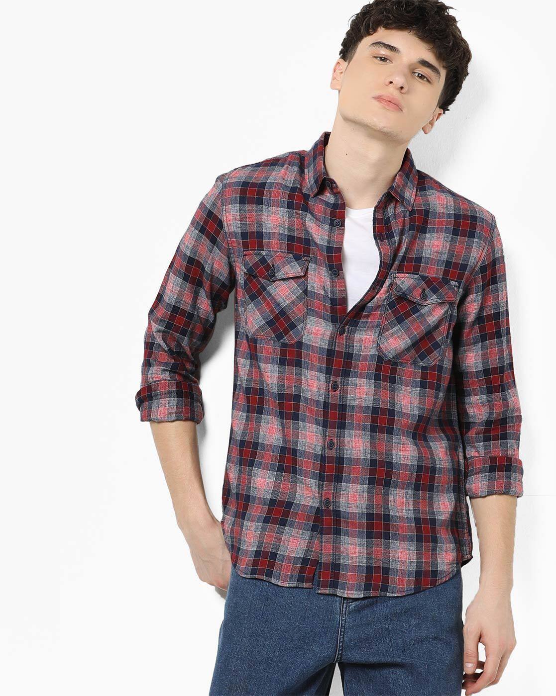 Buy Pink \u0026 Red Shirts for Men by AJIO 