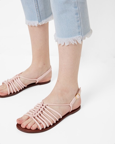 Flat Slingback Sandals with Rope Weave Strap