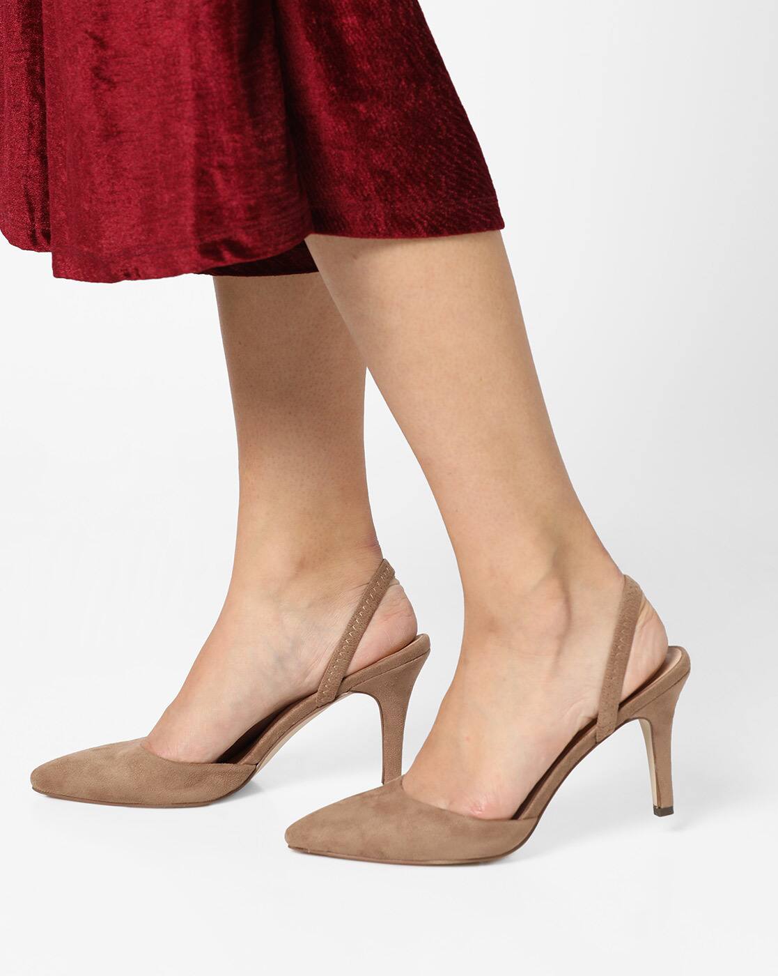 taupe pointed heels