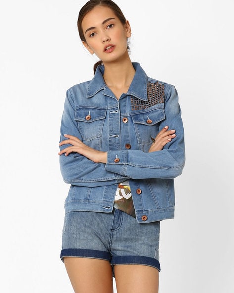 Denim jacket clearance for women ajio