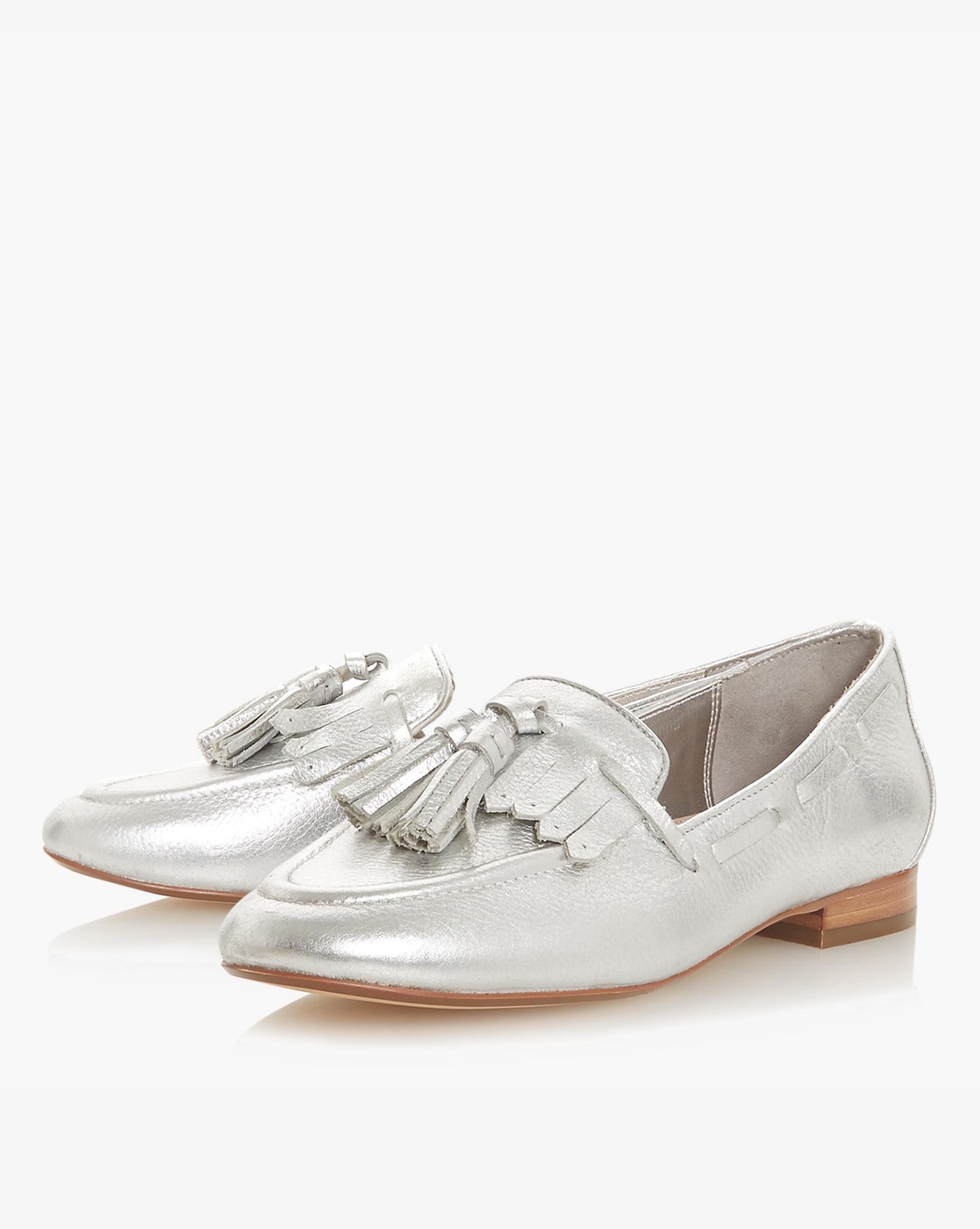 dune silver loafers