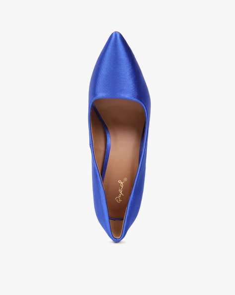 Toronto shimmer open waist court on 11.5cm heel with trim royal blue