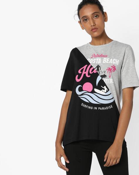 Vero Moda Colourblocked Graphic Print T shirt