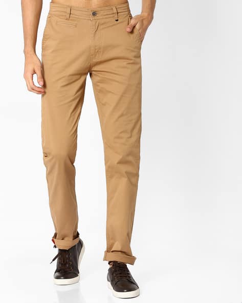 Flat-Front Cotton Trousers