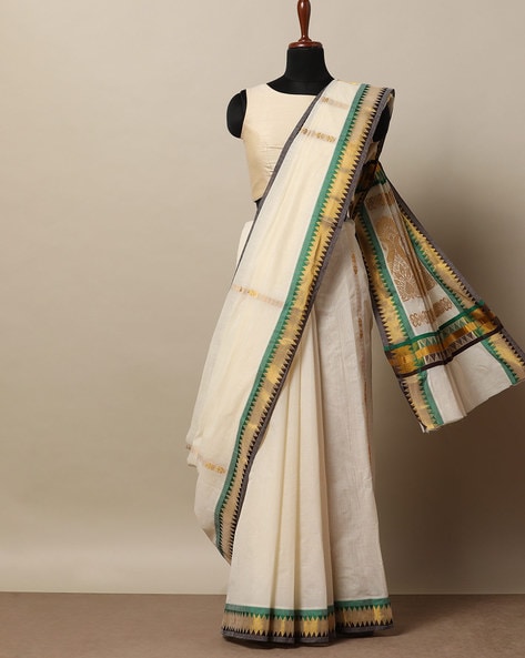 Buy Off-White Sarees for Women by Indie Picks Online | Ajio.com