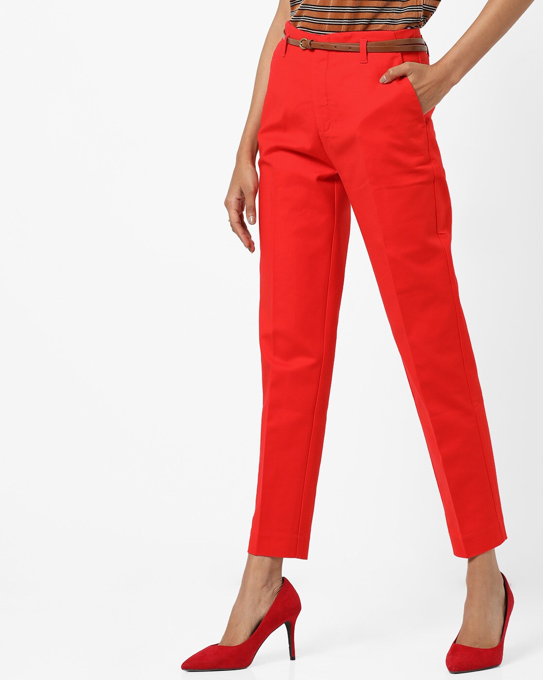 Buy United Colors of Benetton White Mid Rise Regular Trousers for Womens  Online  Tata CLiQ